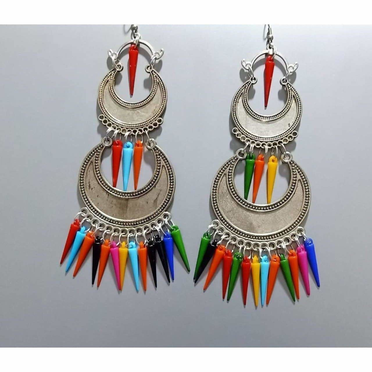 MS Fashion India Multi Color Alloy Double Chandbali Earrings