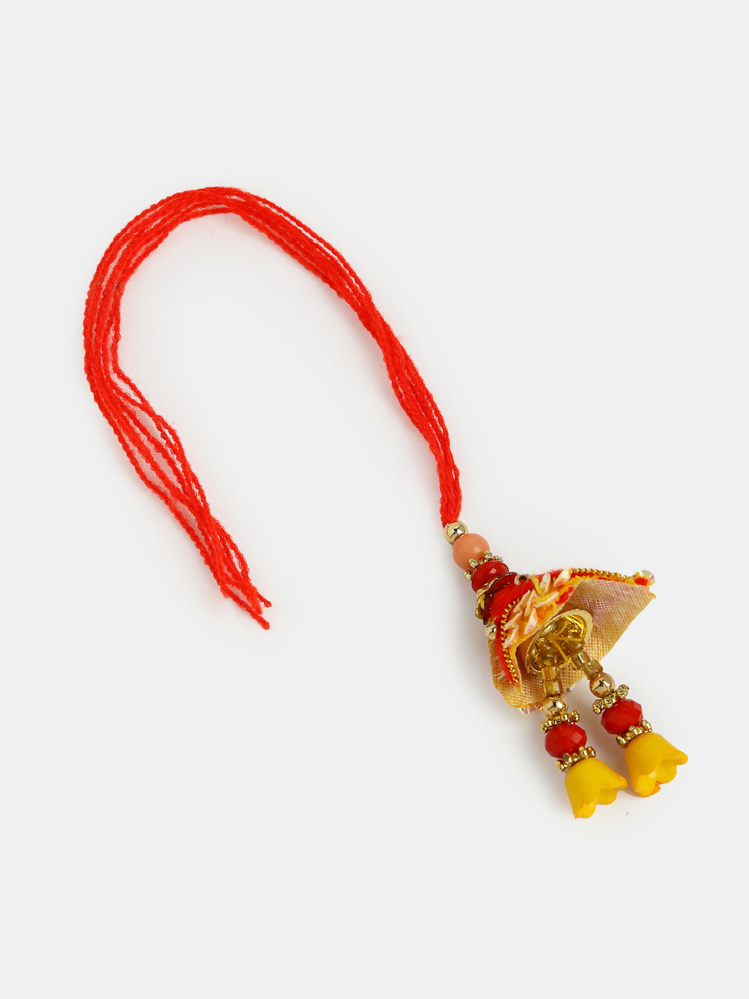 NVR Women & Men Set of 2 Yellow Peacock Design Bhaiya Bhabhi Rakhi With Roli Chawal & Chocolate