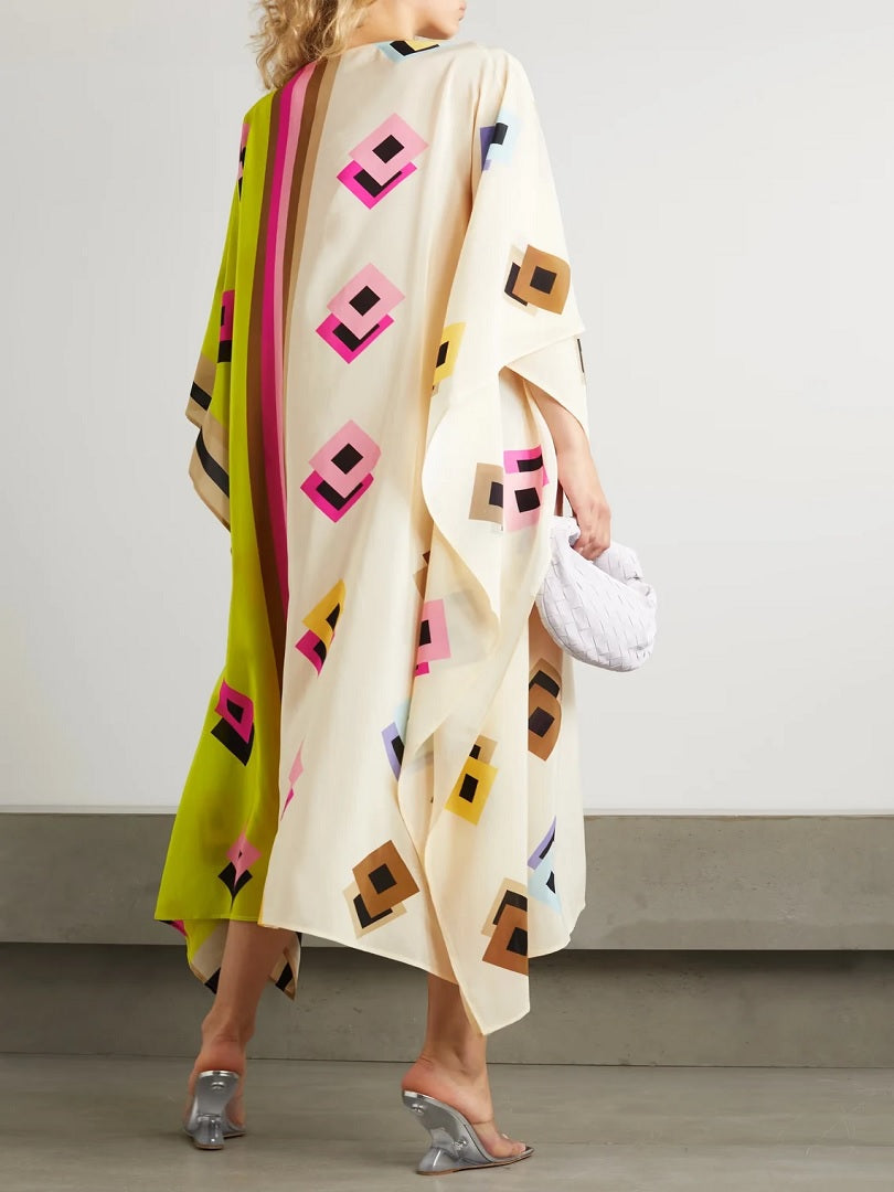 Women's French Moss Digital Printed Casual Wear Kaftans J5691