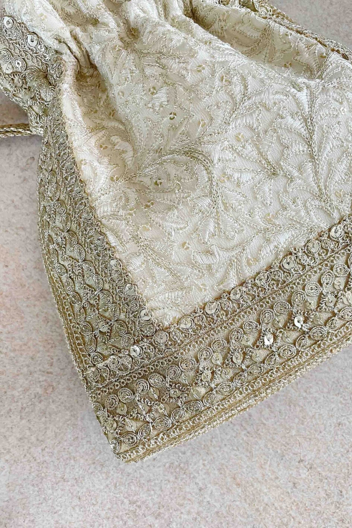 Indian Off-white wedding Potli Bag women handbag potli drawstring bag Potli Bag