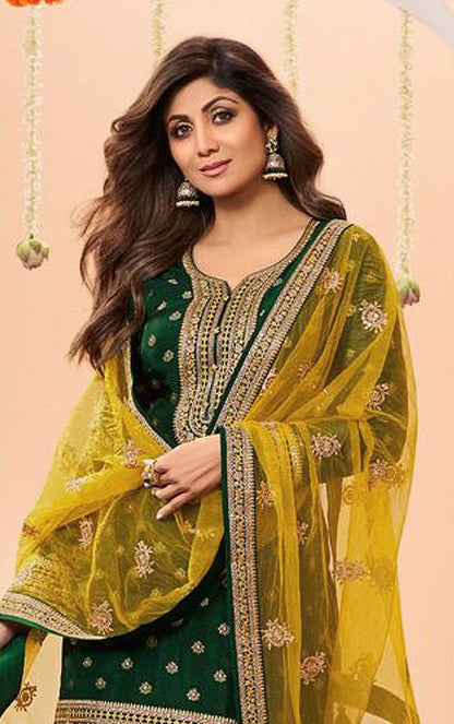 Anaita Green Embroidered Viscose Patiala Salwar Suit