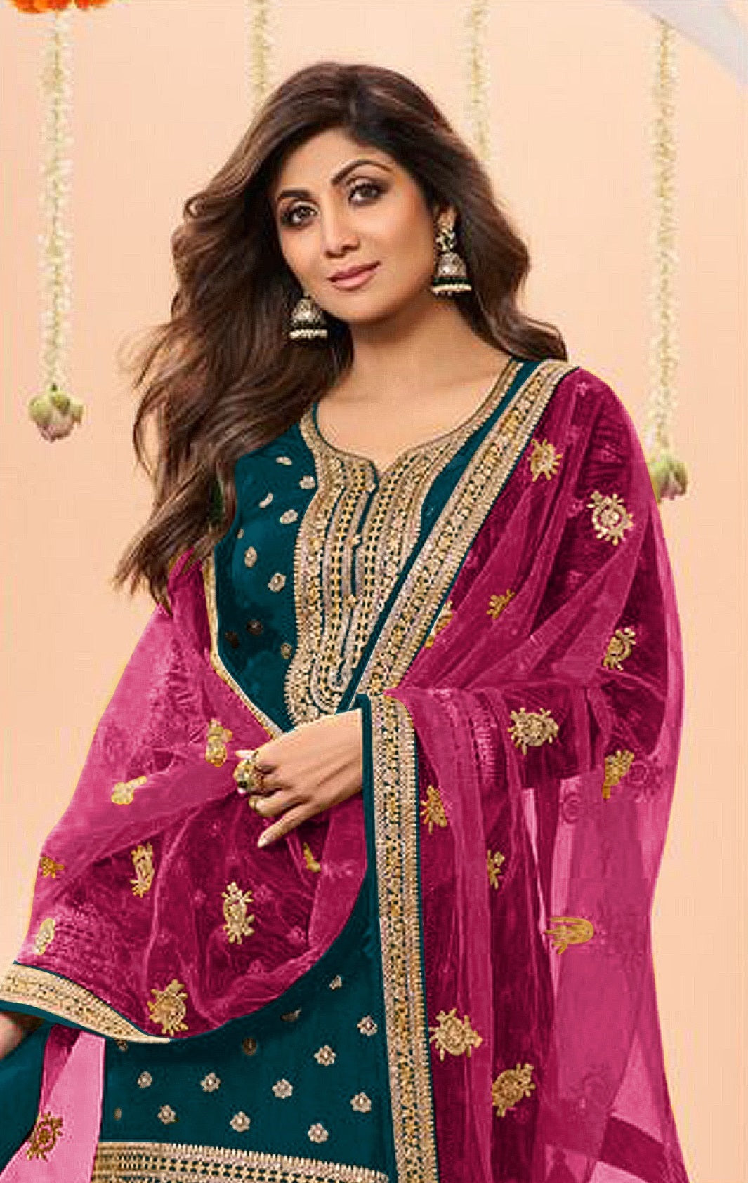 Anaita Navy Blue Embroidered Viscose Patiala Salwar Suit