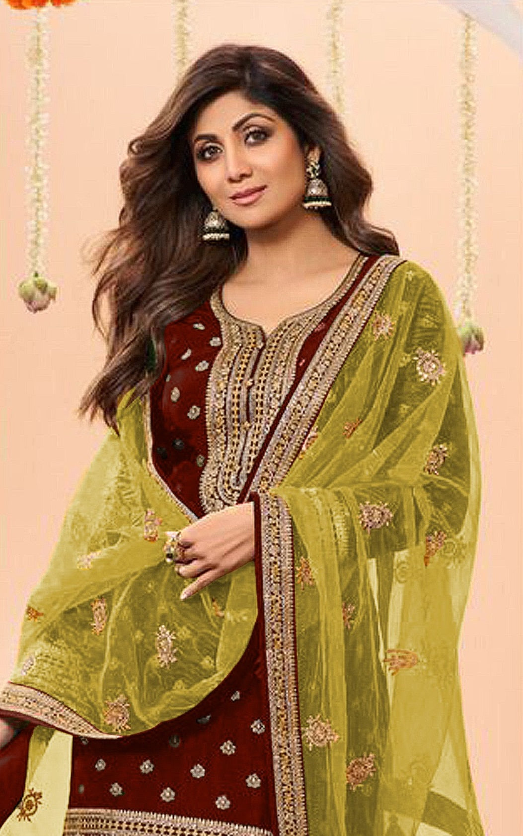 Anaita Maroon Embroidered Viscose Patiala Salwar Suit