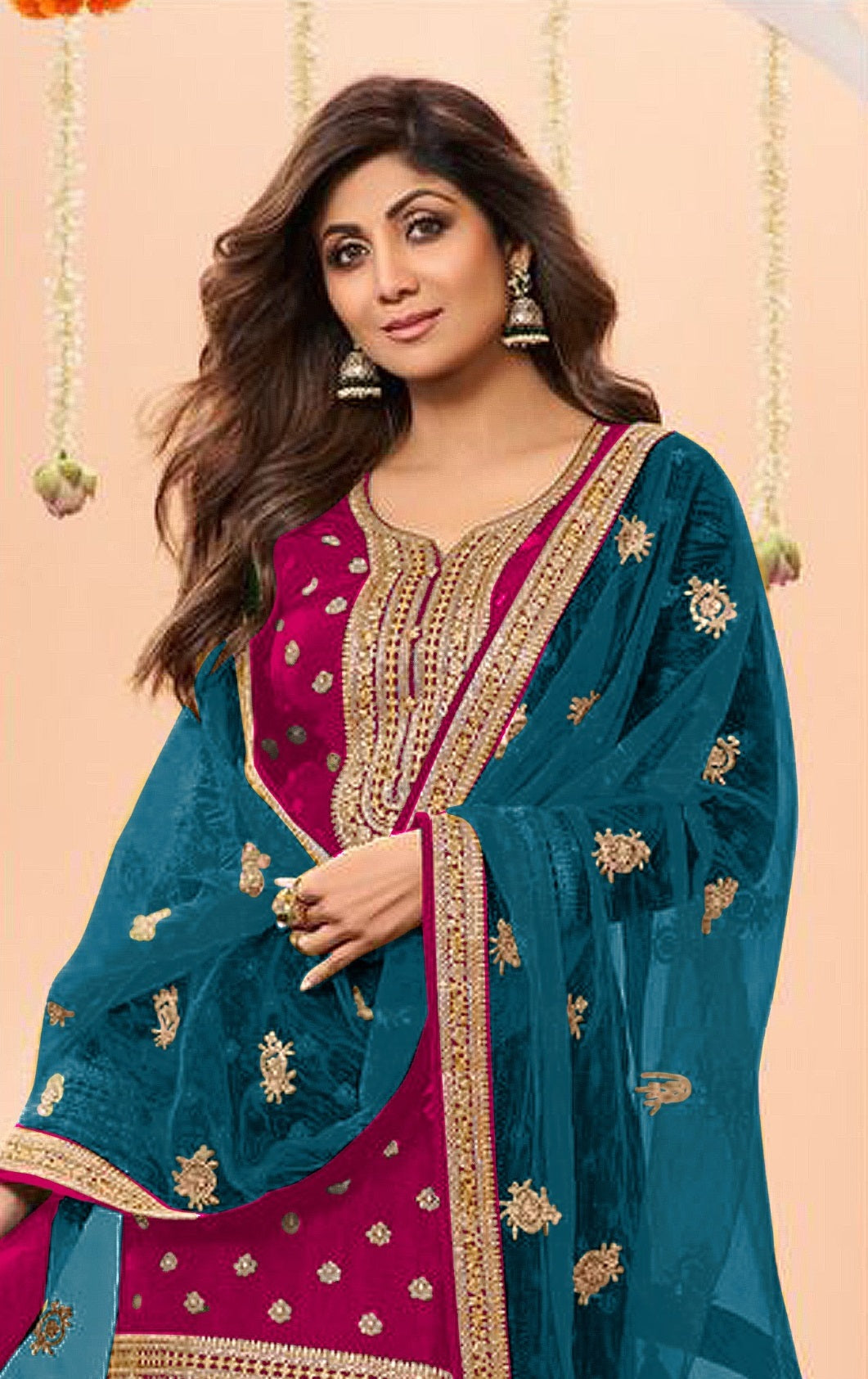 Anaita Pink Embroidered Viscose Patiala Salwar Suit
