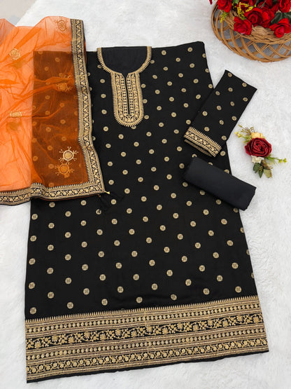 Anaita Black Embroidered Viscose Patiala Salwar Suit