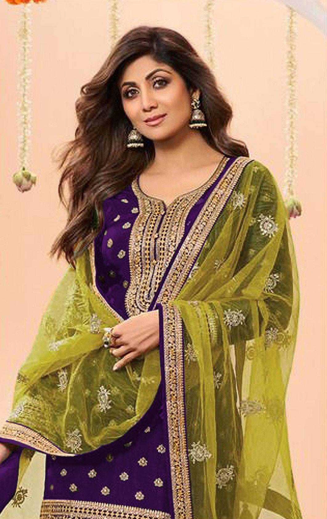 Anaita Purple Embroidered Viscose Patiala Salwar Suit