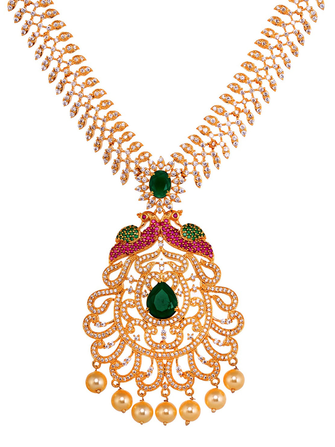 Saraf RS Jewellery Women Gold and Green Gold-Polished Jewellery Set