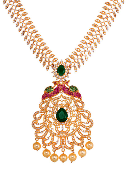 Saraf RS Jewellery Women Gold and Green Gold-Polished Jewellery Set