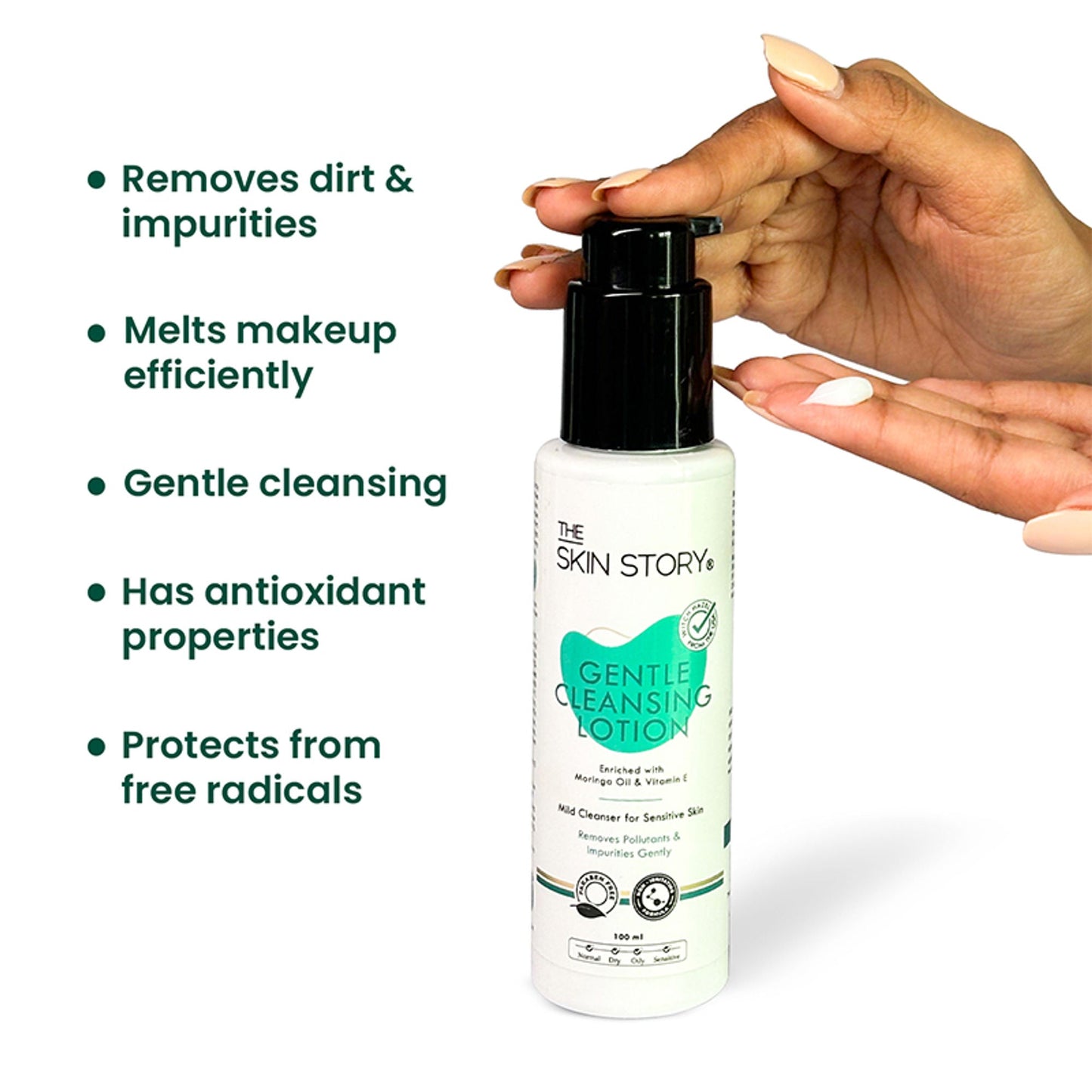 The Skin Story Gentle Face Cleanser Lotion For Deep Cleansing Moisturizing Makeup Removal - Moringa