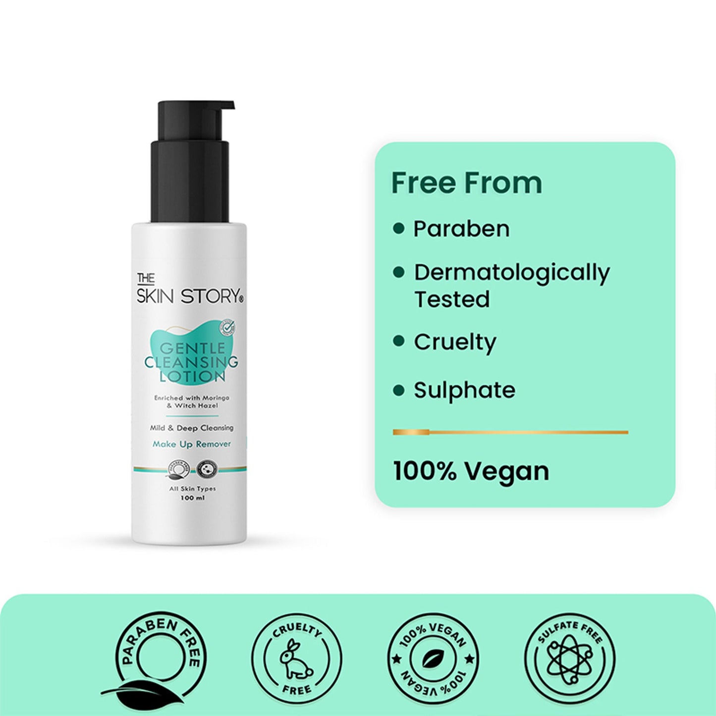 The Skin Story Gentle Face Cleanser Lotion For Deep Cleansing Moisturizing Makeup Removal - Moringa
