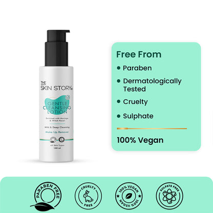The Skin Story Gentle Face Cleanser Lotion For Deep Cleansing Moisturizing Makeup Removal - Moringa