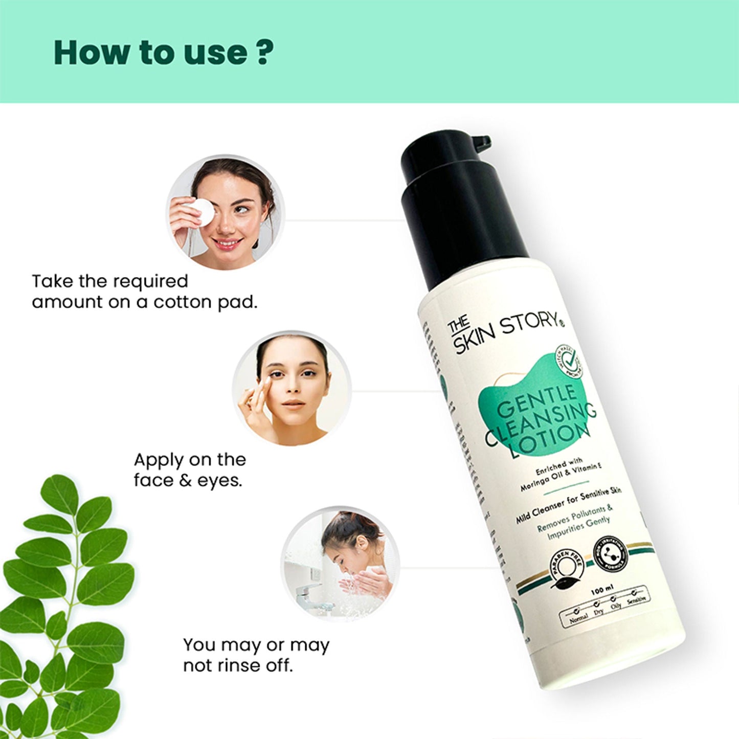 The Skin Story Gentle Face Cleanser Lotion For Deep Cleansing Moisturizing Makeup Removal - Moringa