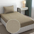 Fresh From Loom Single Bed Bedsheet Microfiber Rotary Printed with 1 Pillow Covers 144 TC Dark Beige Damas