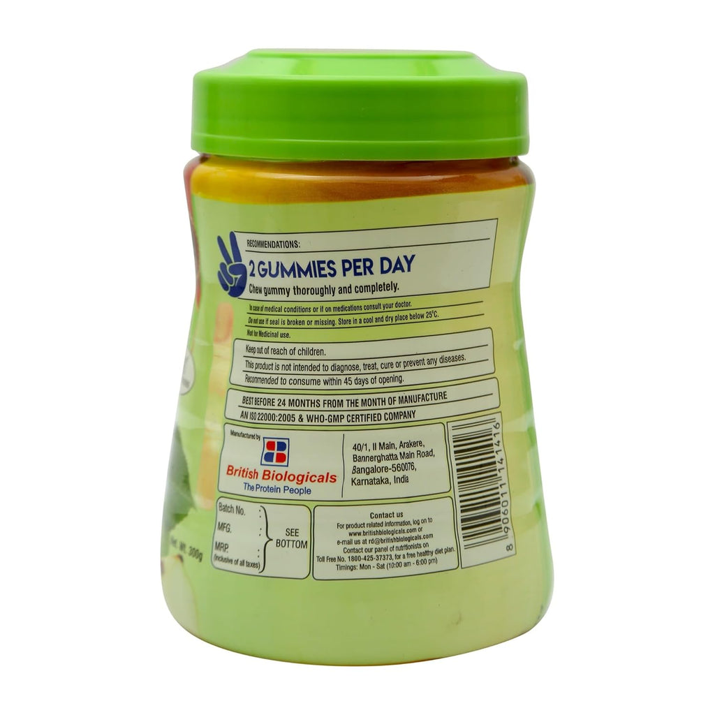 British Biologicals Sirus Vitamin D Gummies|Vitamin D Gummies for Men & Women|Gluten-Free|Supports Bone,Teeth & Muscle Health|Non-GMO|Maintains Calcium Levels|Green Apple Flavour|60 Count