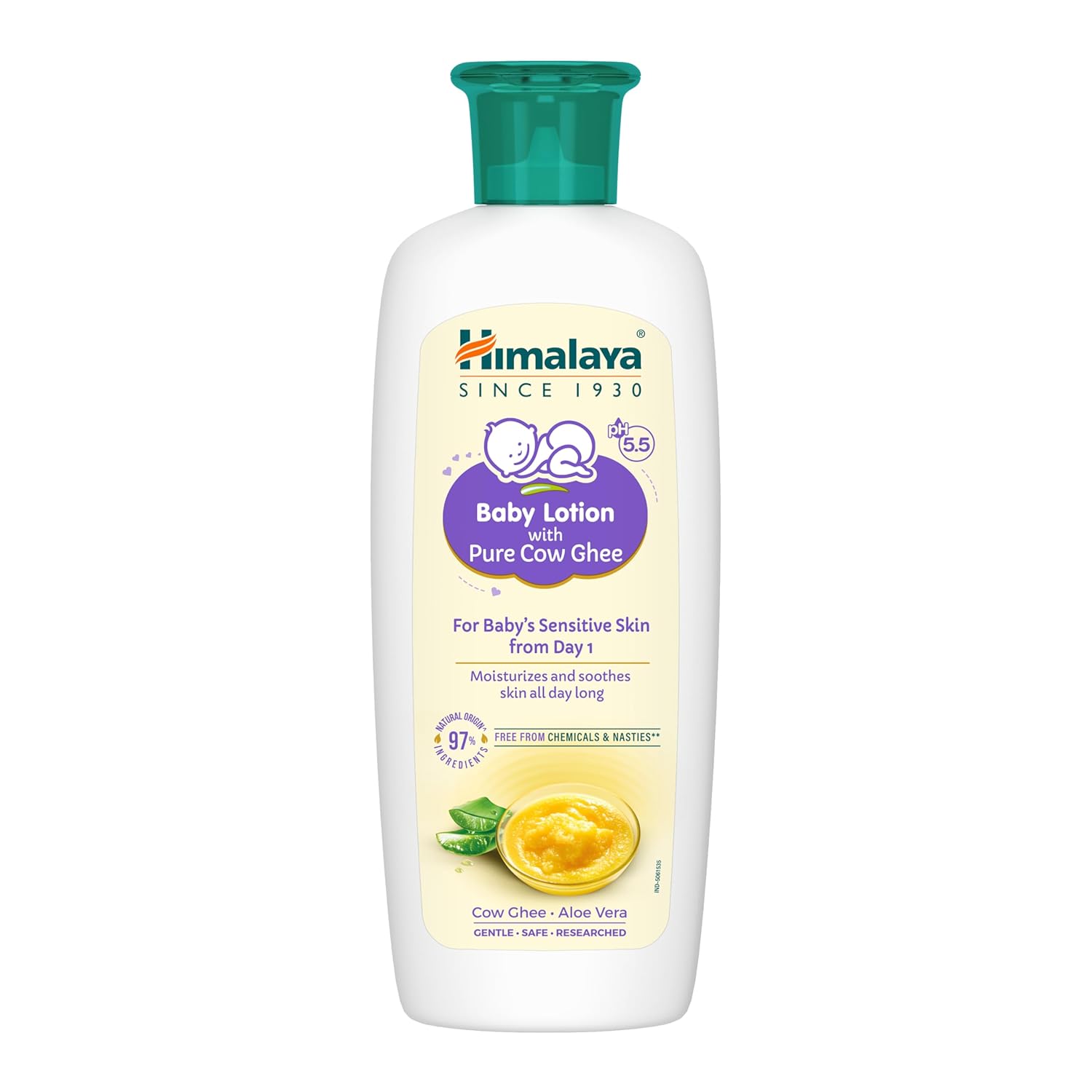 Himalaya Baby Lotion With Pure Cow Ghee 200Ml|Ph5.5|Pure Ghee|Aloe Vera|Safe For Newborns|For Baby's Sensitive Skin|No Parabens|No Phthalates|No Mineral Oil|No Synthetic Color|Dermatologically Tested
