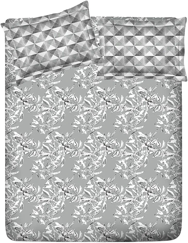 Layers Illuminating Homes Bedsheet King Size Bed Cotton Includes 2 Pillow Cover Light Weight Botanical Grey