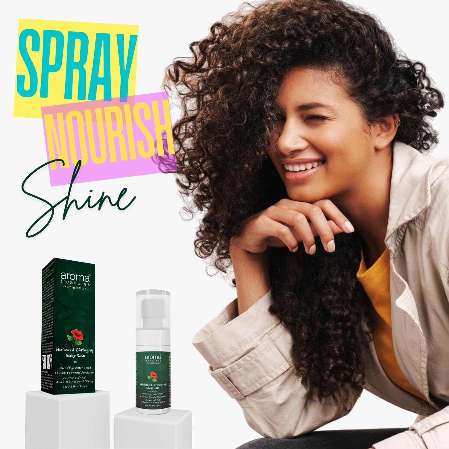Aroma Treasures Hair Growth Serum For Scalp (Spray), Hibiscus & Bhringraj Scalp Rasa, Controls HairFall & Boosts New Hair Growth, In-Vivo Tested, For Men & Women, Non-Sticky, Water-Based Formula (60ml)