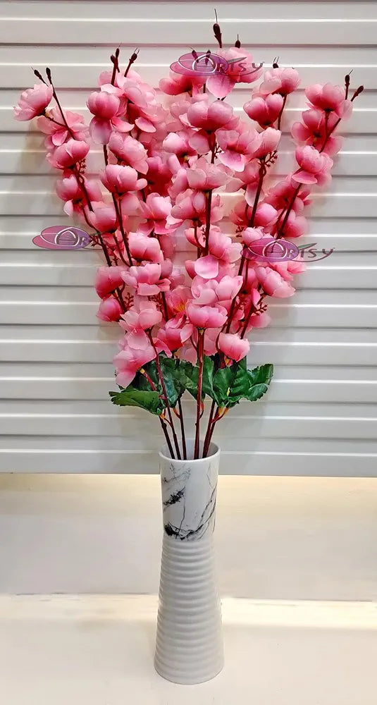 Artificial Flowers Bunch Cherry Blossom Ideal for vase Without vase babypink 55 cm Height Fabric