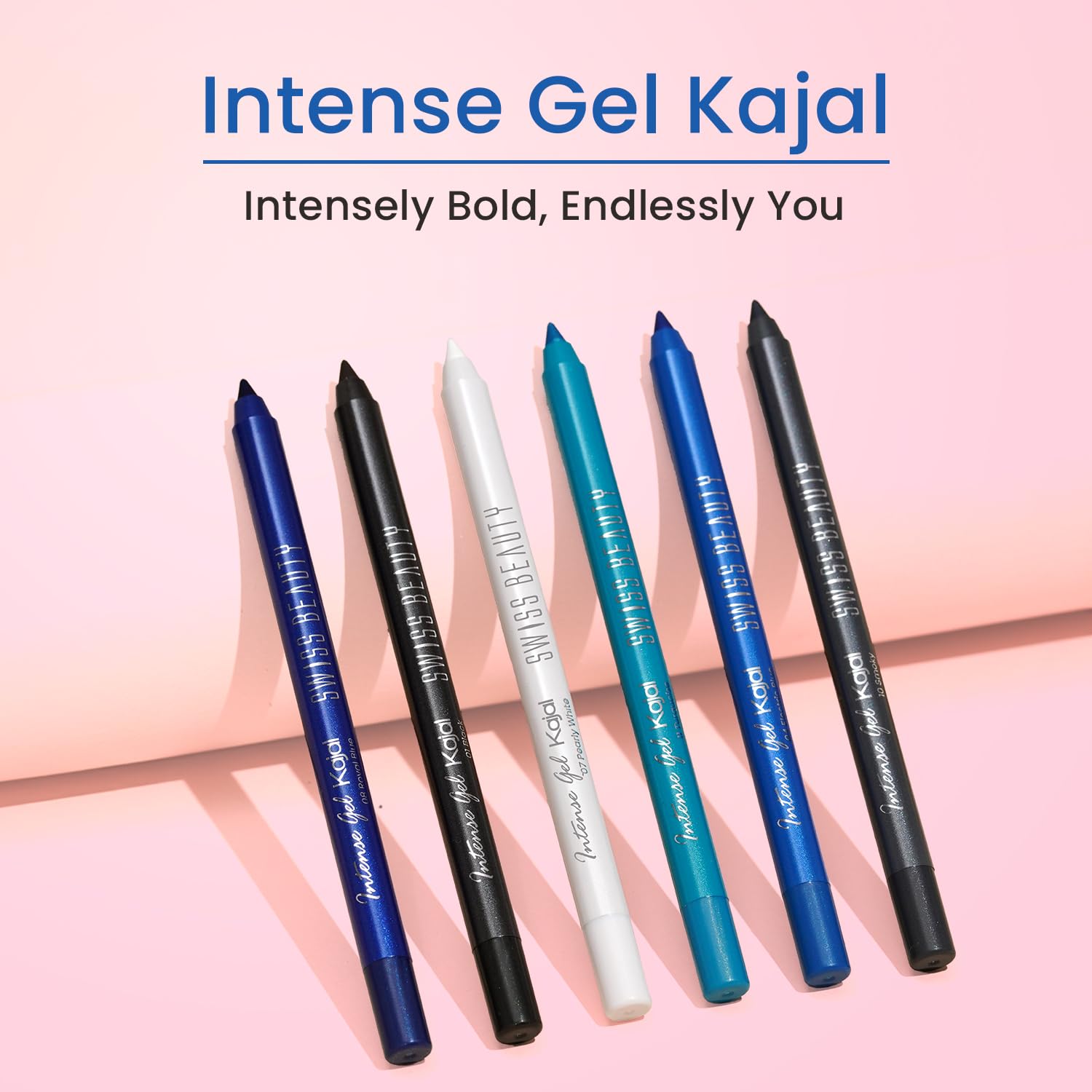 Swiss Beauty Intense Gel Kajal with Sharpener | 12-Hour Stay | Waterproof | Smudge-Proof | Creamy Texture | Highly Pigmented | Multi-Use Eye Pencil | 1.2g, Shade- Royal Blue