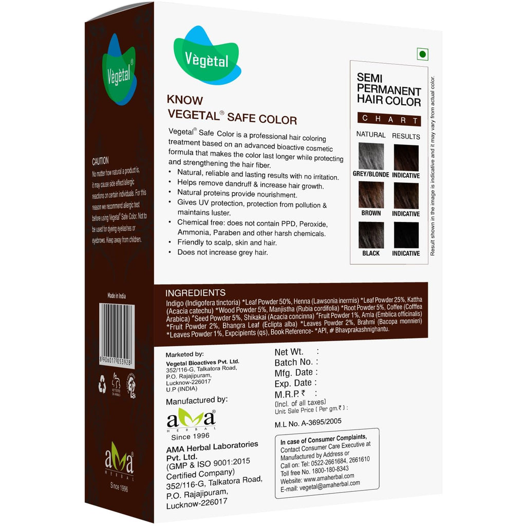 Vegetal Safe Hair Color - Dark Brown - 100 gms