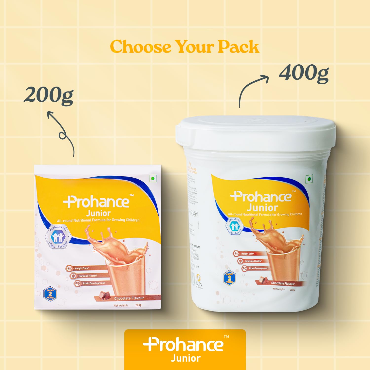 Prohance Junior All Round Nutritional Chocolate Drink for Kids - 200g | Supports Growth, Brain Development, & Immunity | Triple Protein Blend, DHA, 37 Vital Nutrients