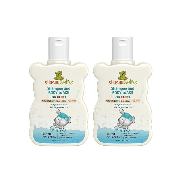 ShuShu Babies Fragrance Free Shampoo & Body Wash - 60 ml (Pack of 2)