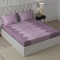 Cloth Fusion Glace Cotton Elastic 186tc Printed Fitted Bedsheet for Double Bed King Size with 2 Pillow Covers Ogee Lavender