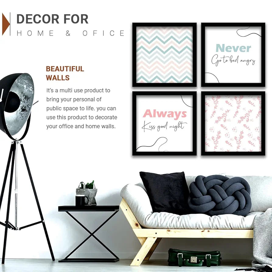 Kotart Never Go to Bed Angry Quotes Frames for Wall Decor Set of 4