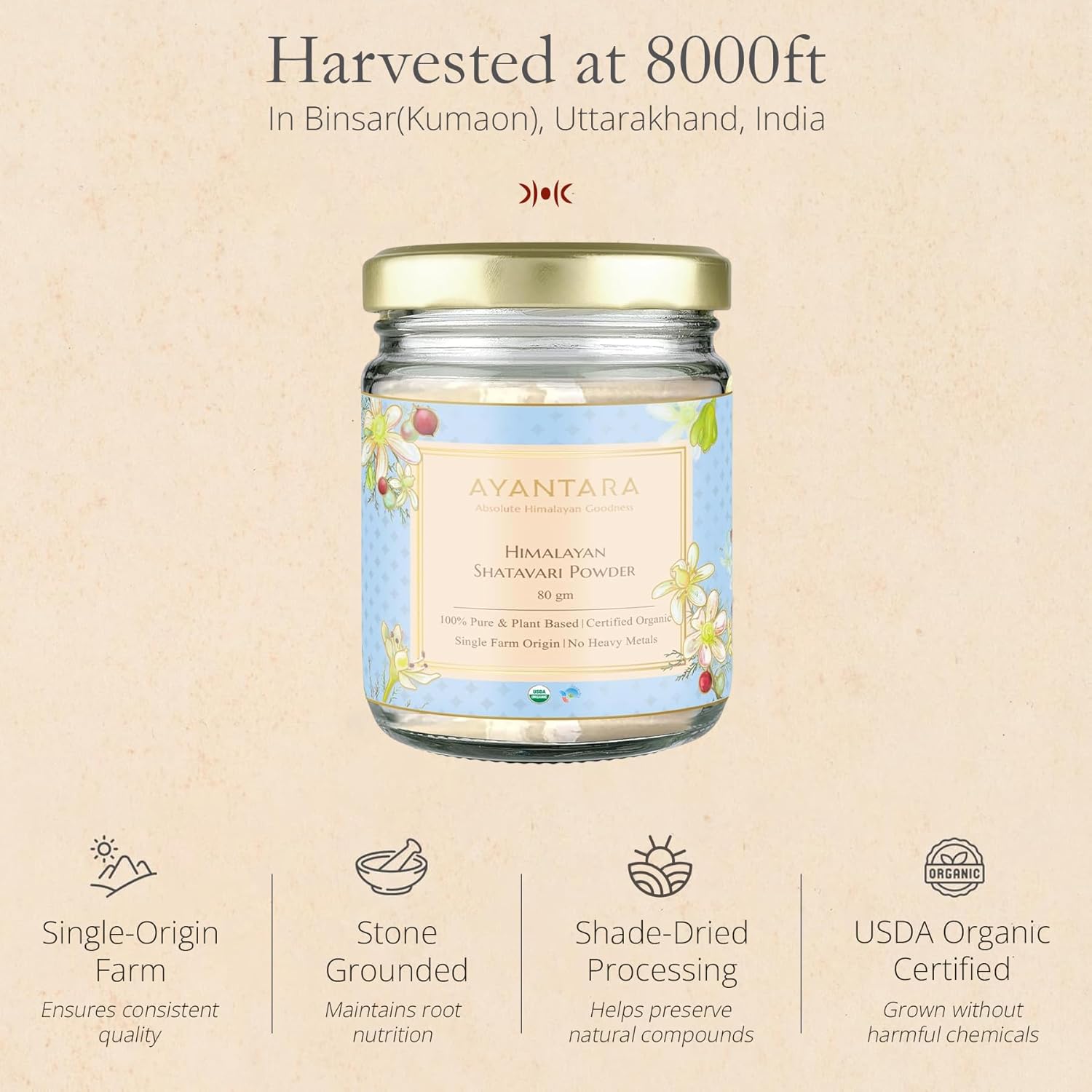 Himalayan Shatavari Powder - 80g | 100% Natural & Organic | Supports Womenâ€™s Health & Hormonal Balance, Lactation, PCOS & PMS | Immunity & Vitality Booster | No Preservatives | Lab Tested