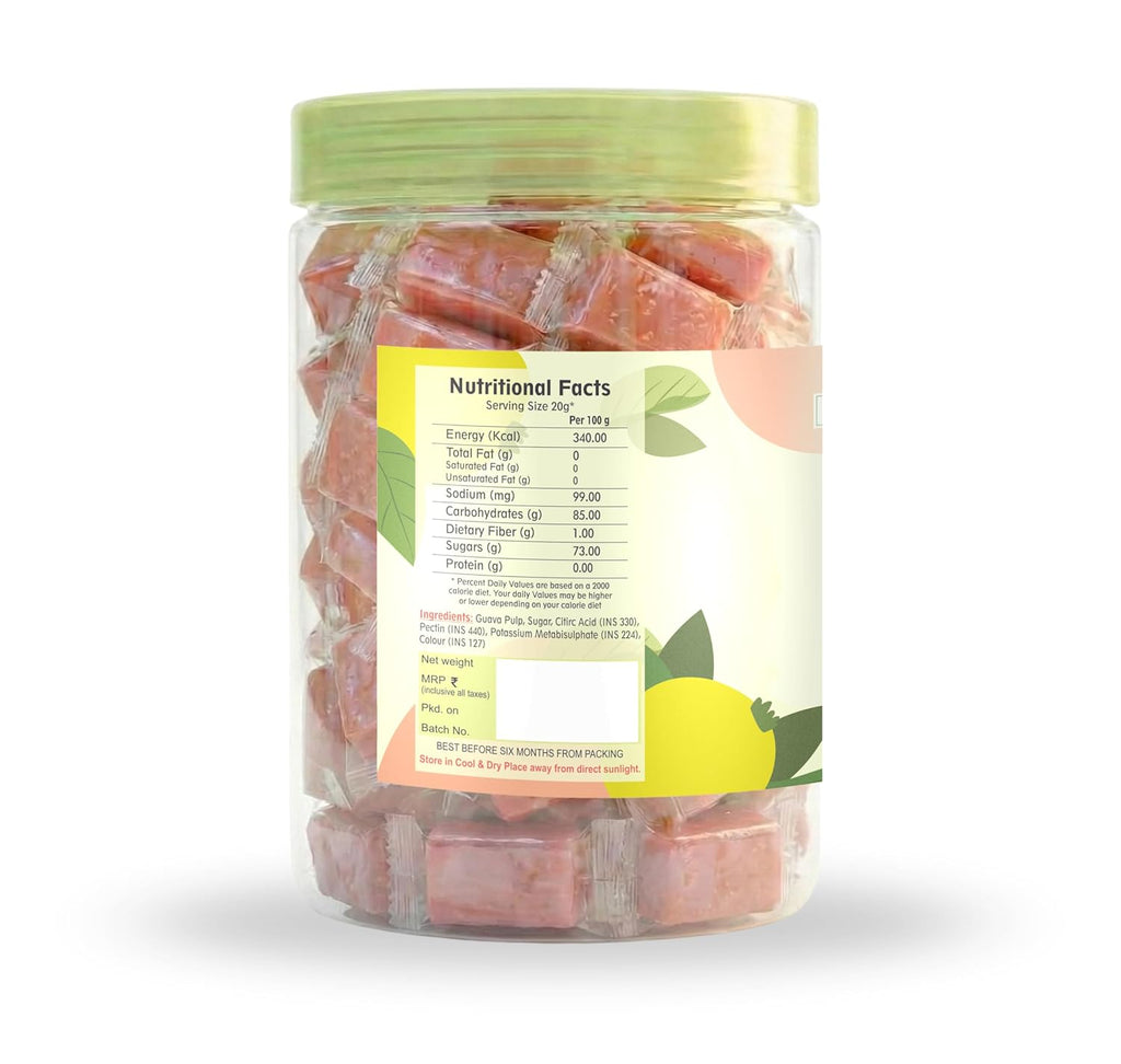 Nutriefoods Pink Guava Toffee, 100% Natural Fruit Candy, Premium Pink Guava Fruit Bar (400gm)