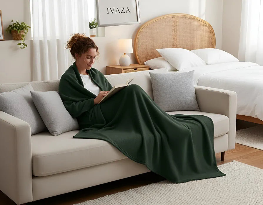Starnstyle 300 TC All Season Solid/Plain Lightweight Polar Fleece Single Bed Blanket  Green Blanket SingleIV1
