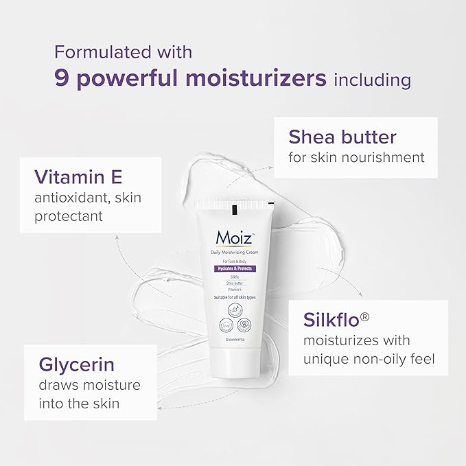 Moiz Daily Moisturizing Cream for Face & Body | Formulated With 9 Moisturizers - 50 Ml
