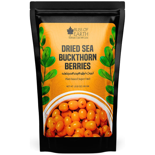Bliss of Earth Himalayan Sea Buckthorn Berries (100g) | Naturally Sun-Dried Wild Berries | Packed with Omega 3, 6, 7 & 9 + Vitamins C & E | Supports Immunity, Digestion & Metabolism | Enhances Skin Glow & Hair Health | Zero Added Sugar