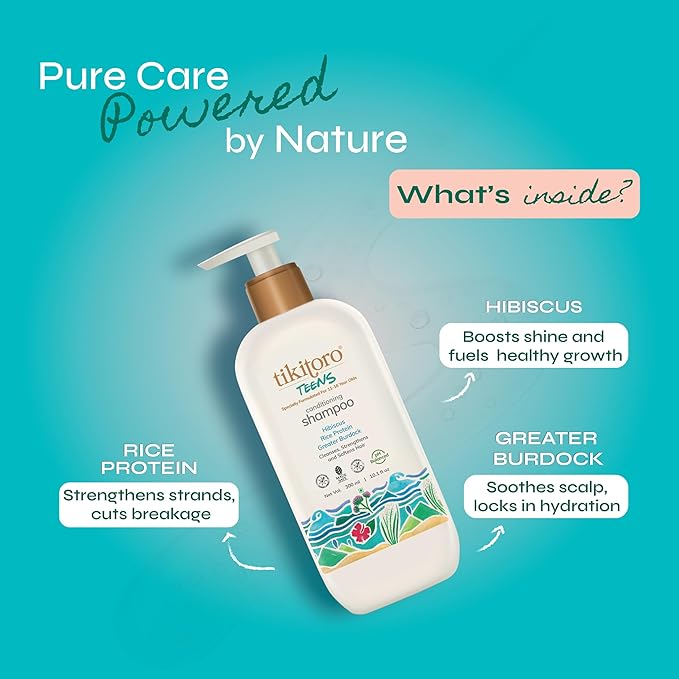 Tikitoro Teens Conditioning Shampoo Vegan with Hibiscus Rice Protein - 300 ml