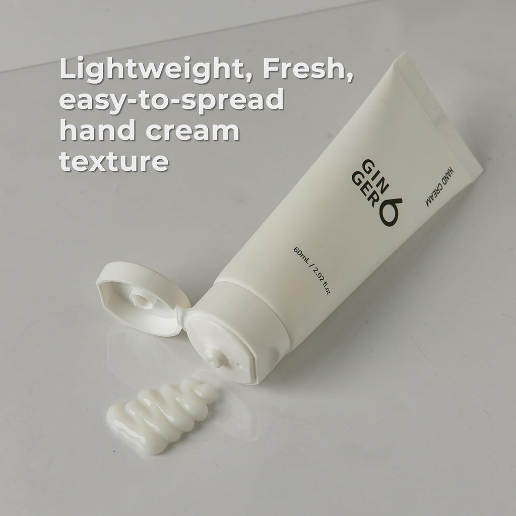 GINGER6 Hand Cream 60ml | 67.6% Ginger Extract Water | Shea Butter & 8 Natural Oils | 8 Hyaluronic Acids Moisturizing | Peptide & Mineral Complex | EWG Green Grade | Green Forest Scent Hydrating Care