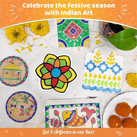 Imagimake Learn Indian Art Forms-Arts and Craft DIY Kit For Kids Block Printing Arts