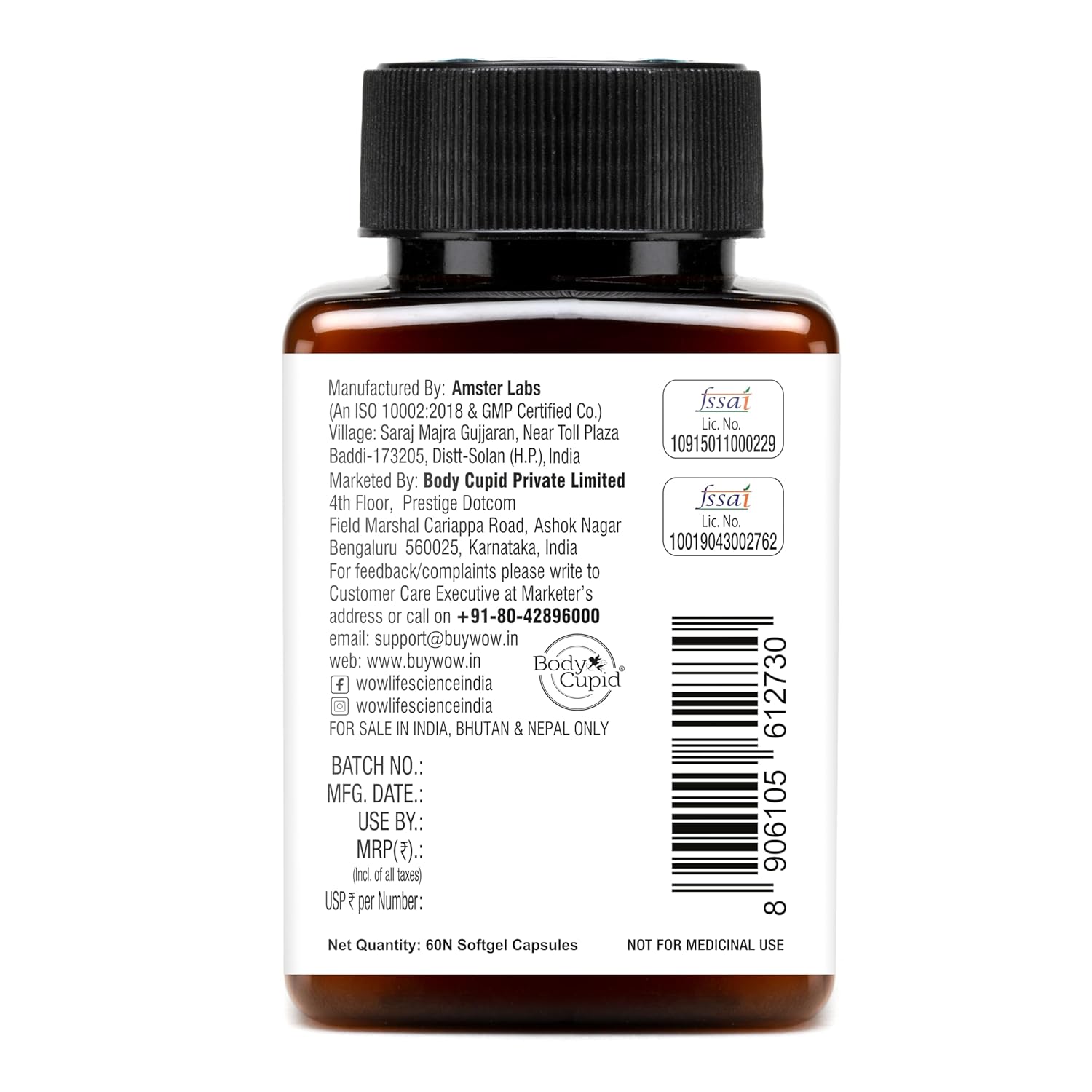 WOW Life Science Omega-3 Fish Oil 1300 Mg Triple Strength 550Mg Epa 350Mg Dha,Burpless,Mercury Free,Ideal For Keto Diet,1 Count