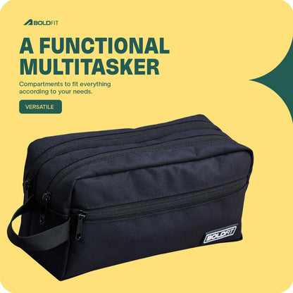Boldfit Toiletry Bag for Travel Men & Women,Spacious Travel Organizer with Multiple Compartments & Zipper Closure,Durable Cosmetic & Grooming Kit Pouch for Toiletries Kit, Skincare & Accessories,18cm