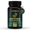 Ambrosial Lionâ€™s Mane Mushroom Supplement with Black Pepper â€“ 2000 mg per Serving | 120 Vegan Tablets | Mushroom Extract to support Focus, Clarity & Wellness
