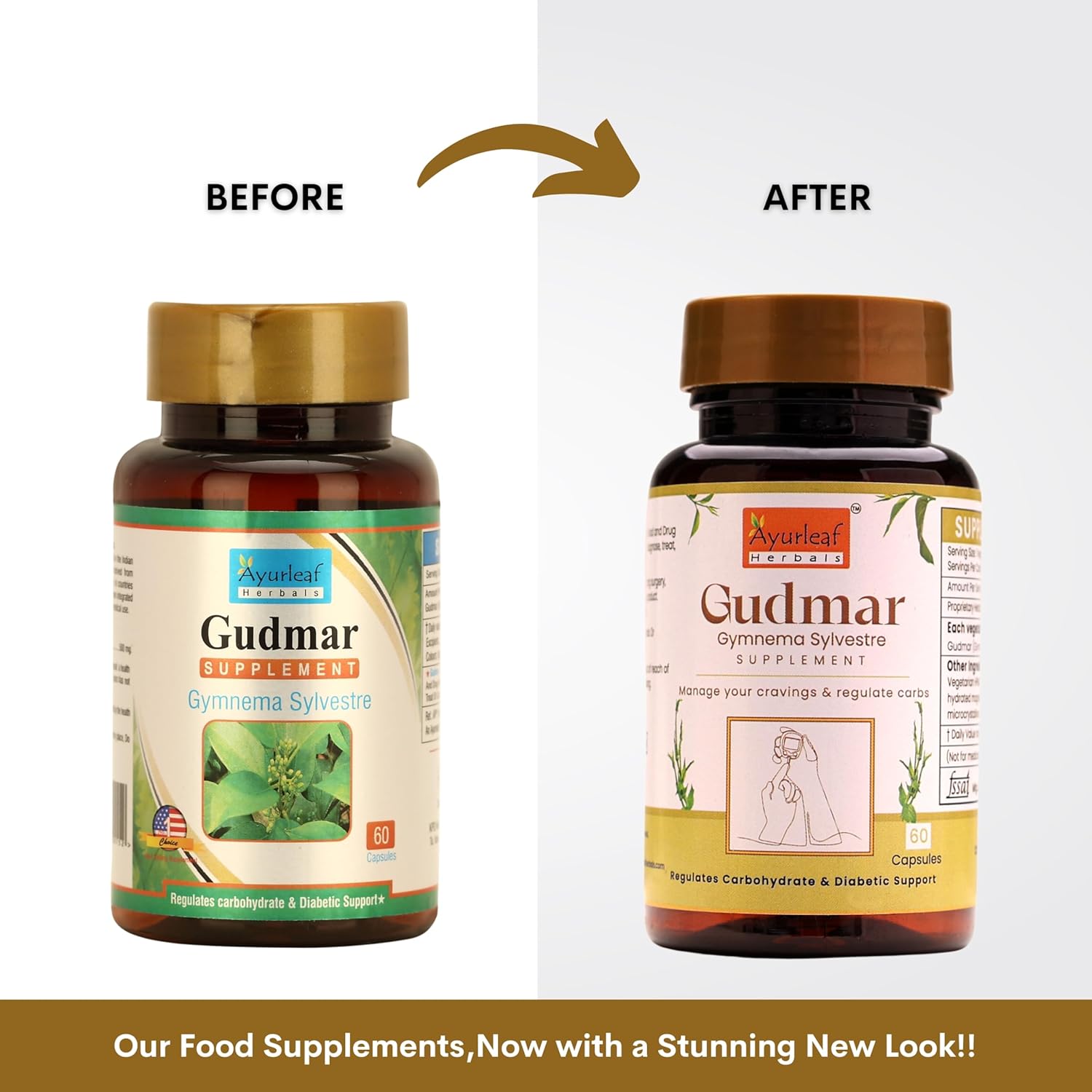 Ayurleaf Herbals Gudmar Capsules - 60 Caps