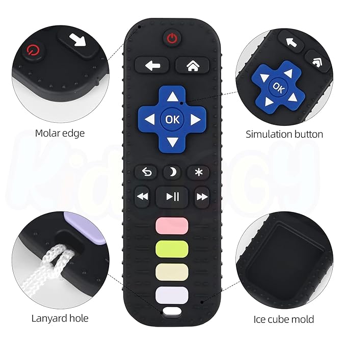Kidology Silicone Remote Teether for Baby Toy Black Colour