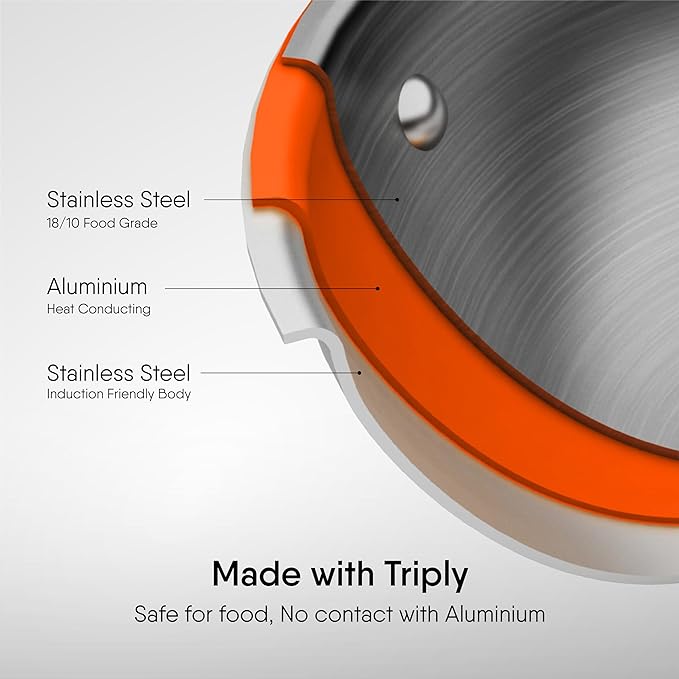 Stahl Artisan Triply Stainless Steel Fry Pan with Lid 1.6 L,  24 cm - 1360 gms