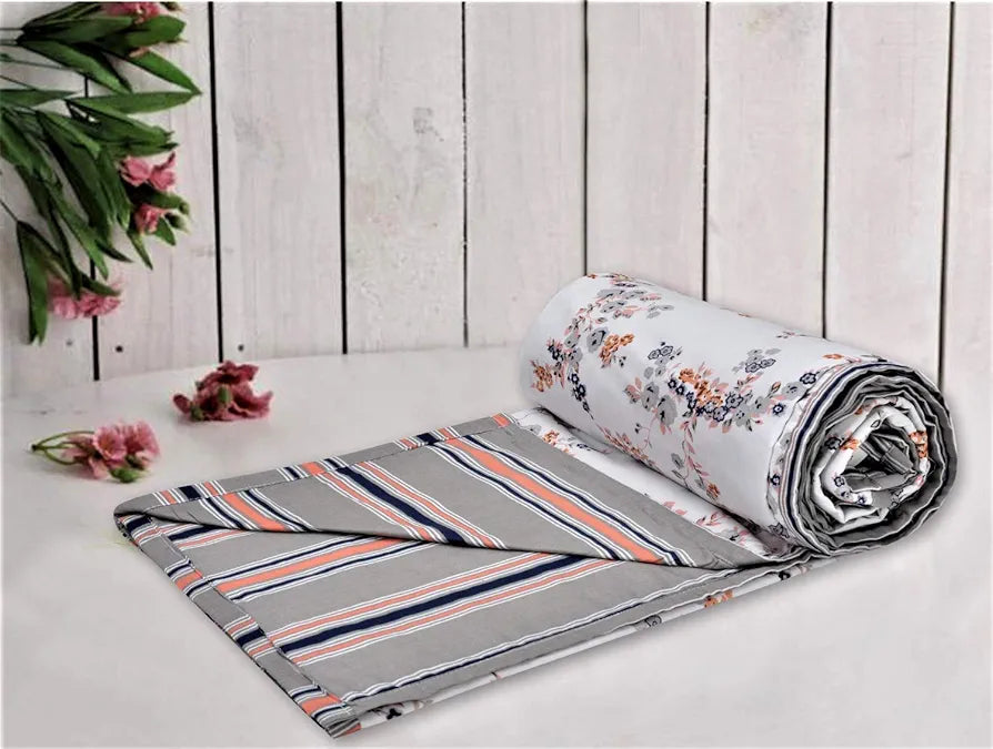 Trance Home Linen Pure Malmal Cotton Multipurpose Baby Dohar 3-Layered Baby Swaddle Blanket Colour Grey Peach
