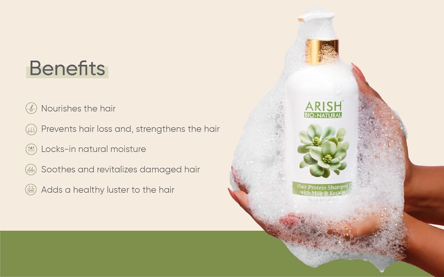 Arish Bio-natural Milk and Keratin Hair Protein Shampoo - 300 Ml