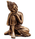 Ecraftindia Resting Buddha on Knee Metal Showpiece | Brown