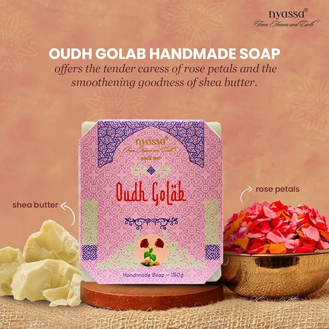 Nyassa Premium Oudh Golab Handmade Natural Bathing Soap - 150 Gms