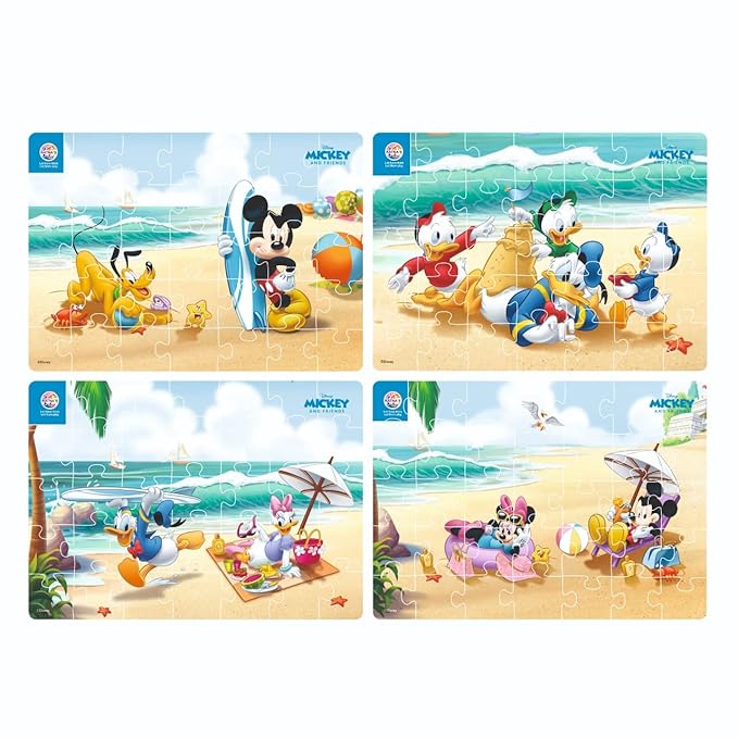Ratna's 4 in 1 Disney Jigsaw Puzzle 140 Pieces for Kids | 4 Jigsaw Puzzles 35 Pieces Each | Mickey Mouse & Friends