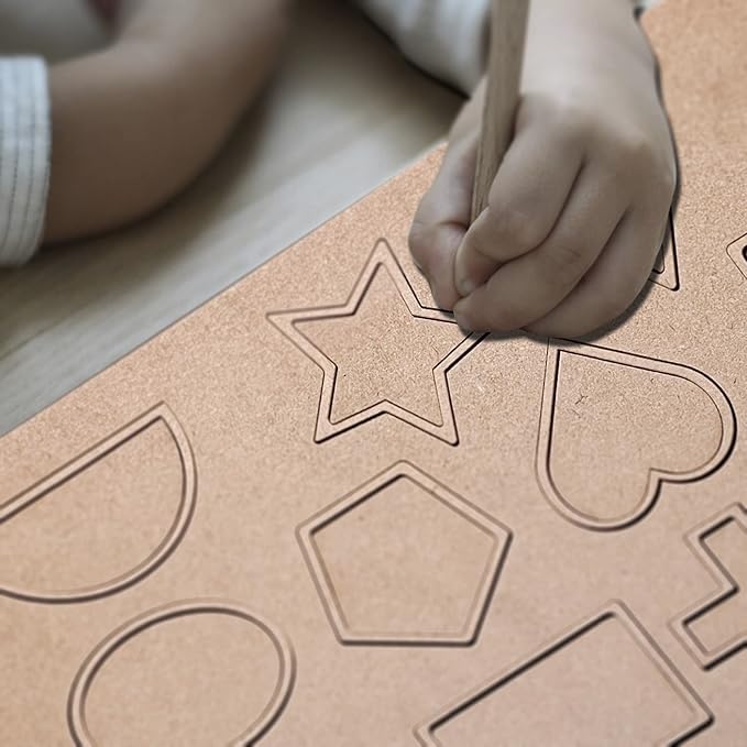 Mini Leaves Wooden Tracing Board Geometric Shapes | Pre-writing Early Practice Board for Kids 2+ Years
