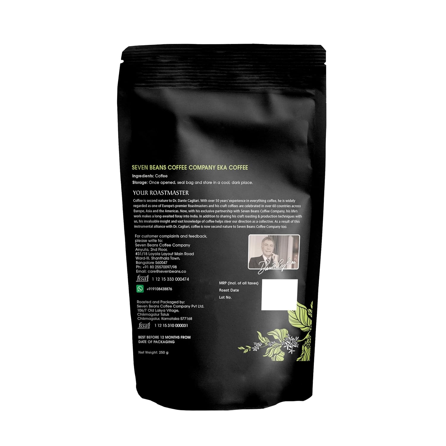 Seven Beans Eka | South Indian Filter Coffee Grind | Medium Dark Roast | Earthy with hints of Pepper & Walnut Notes | Arabica & Robusta Blend | Italian Style Coffee | Italian Roastmaster Crafted – 250g