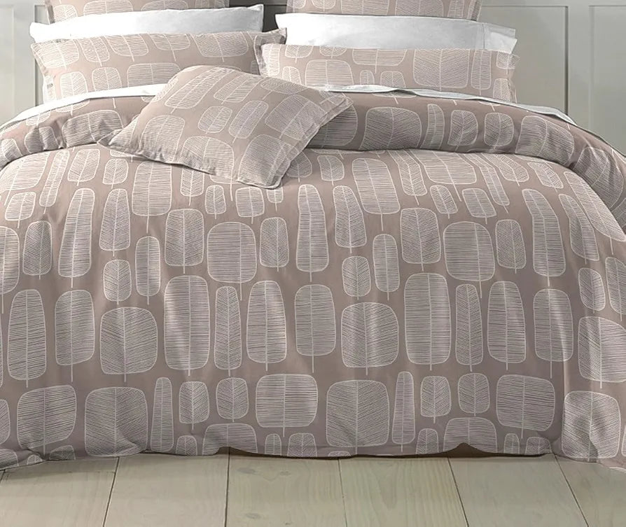 The Home Style Cotton Elastic Fitted All Around Printed King Size Double Bed Bedsheet wih 2 Pillow Cover Vanilla Latte